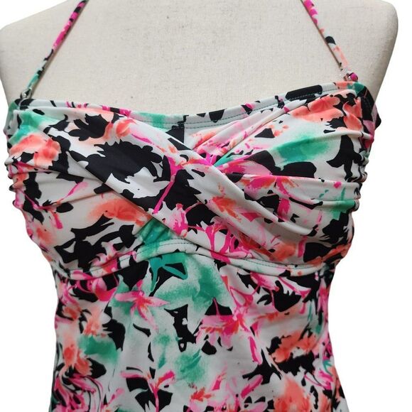 Hobie in Bloom Twist Bandeau Tankini Swim Top Wireless Size L Junior New - Picture 4 of 5